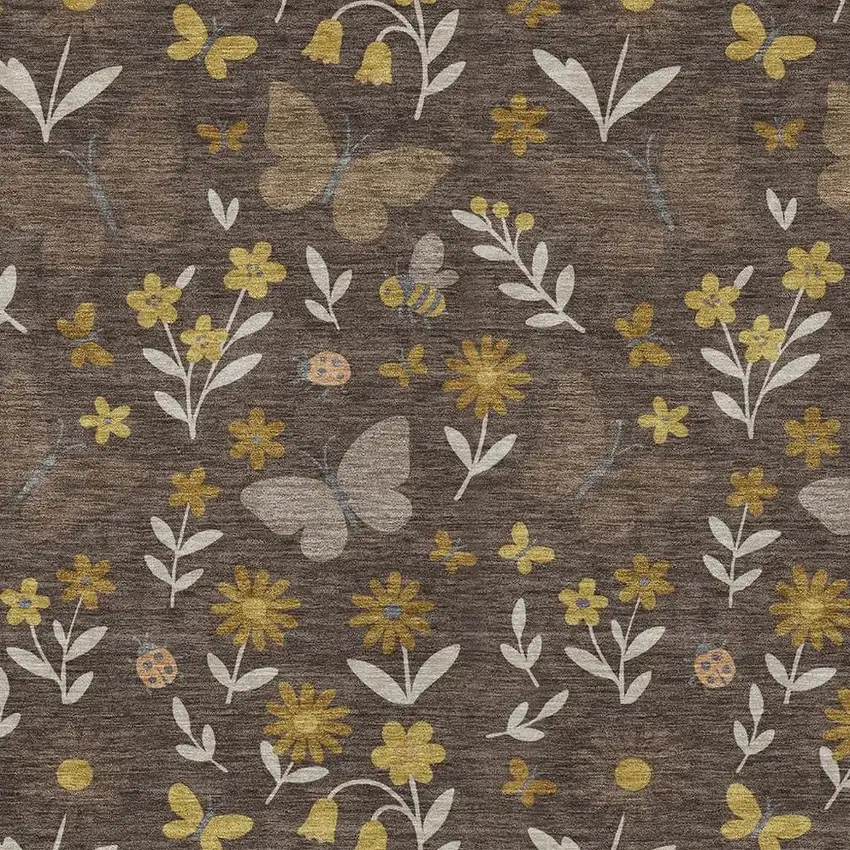 Brown And Walnut Abstract Washable Indoor Outdoor Area Rug Photo 2