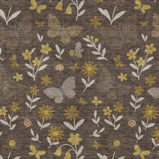 Brown And Walnut Abstract Washable Indoor Outdoor Area Rug Photo 2