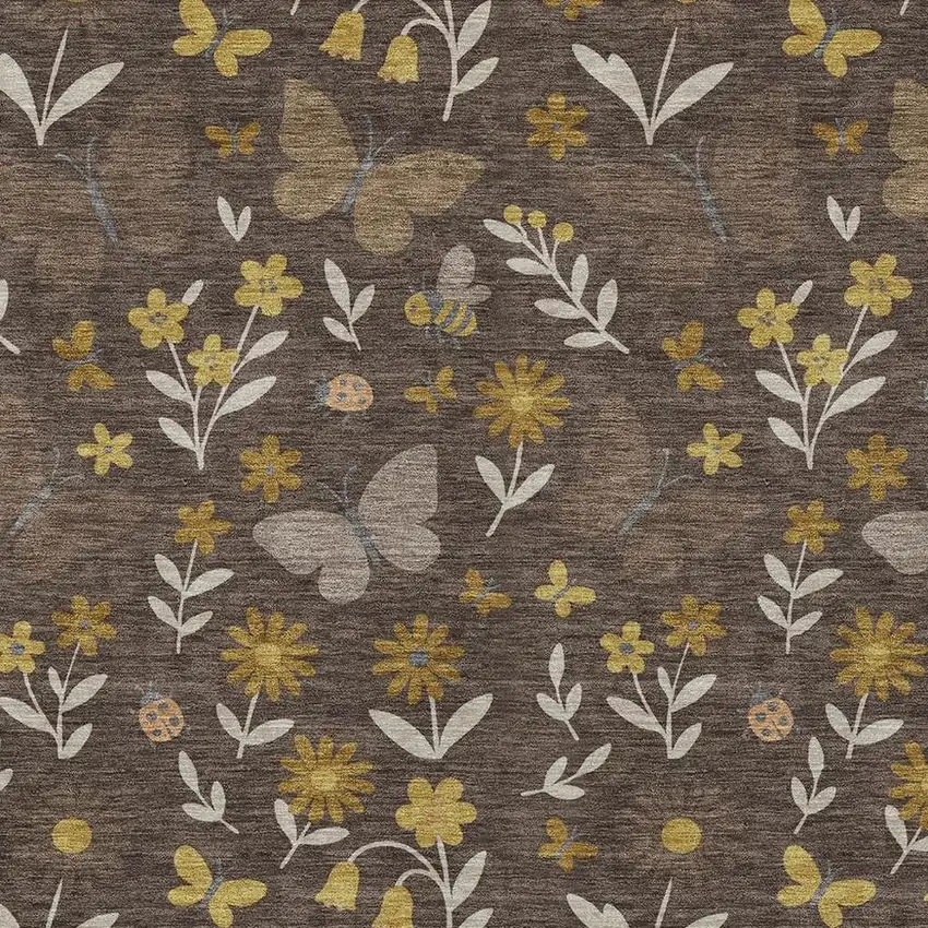 Brown And Walnut Abstract Washable Indoor Outdoor Area Rug Photo 2