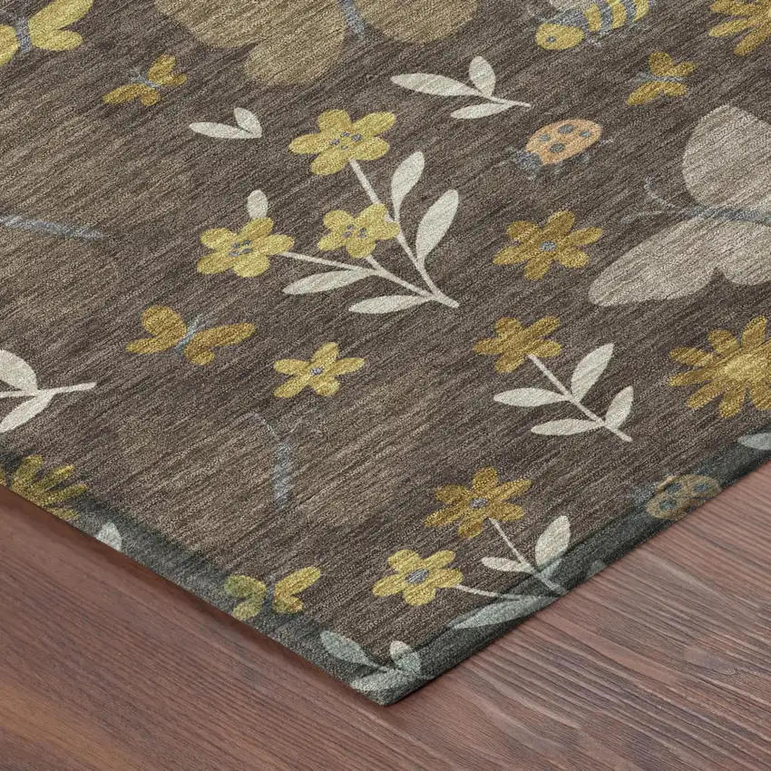 Brown And Walnut Abstract Washable Indoor Outdoor Area Rug Photo 4