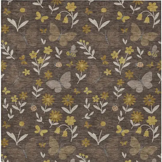 Brown And Walnut Abstract Washable Indoor Outdoor Area Rug Photo 3