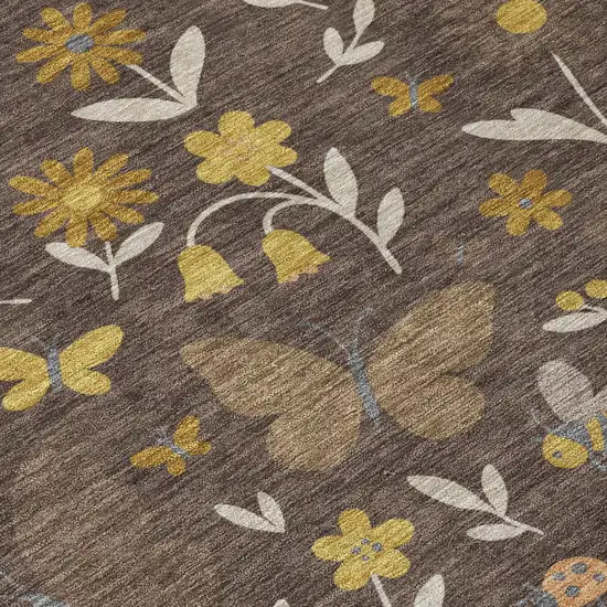 Brown And Walnut Abstract Washable Indoor Outdoor Area Rug Photo 5