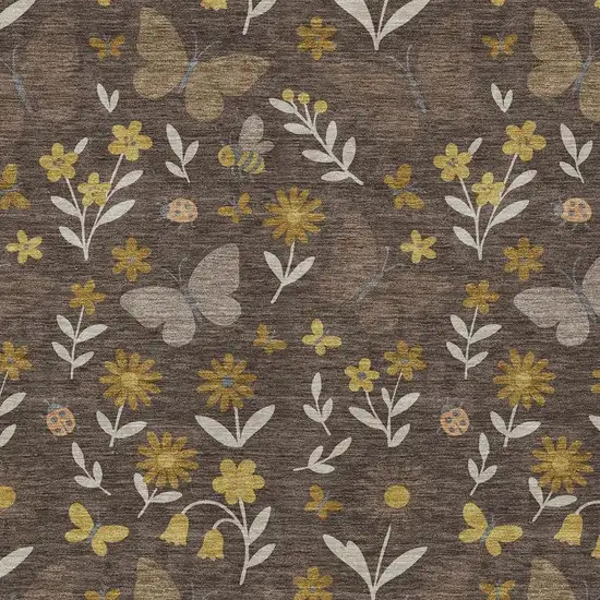 Brown And Walnut Abstract Washable Indoor Outdoor Area Rug Photo 2