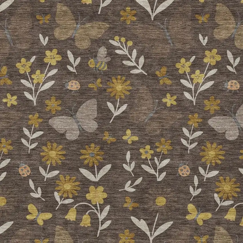 Brown And Walnut Abstract Washable Indoor Outdoor Area Rug Photo 2