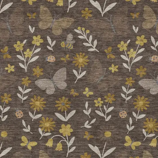 Brown And Walnut Abstract Washable Indoor Outdoor Area Rug Photo 2