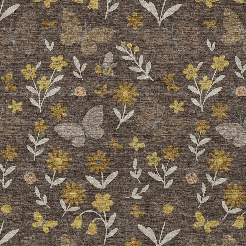 Brown And Walnut Abstract Washable Indoor Outdoor Area Rug Photo 2