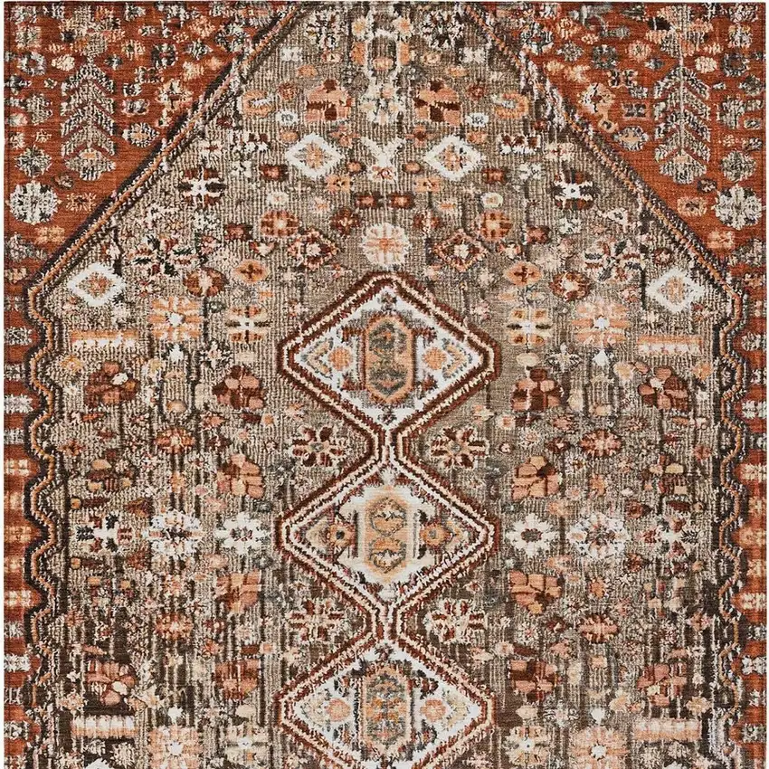 Brown And Wheat Aztec Washable Indoor Outdoor Area Rug Photo 4