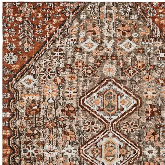 Brown And Wheat Aztec Washable Indoor Outdoor Area Rug Photo 3