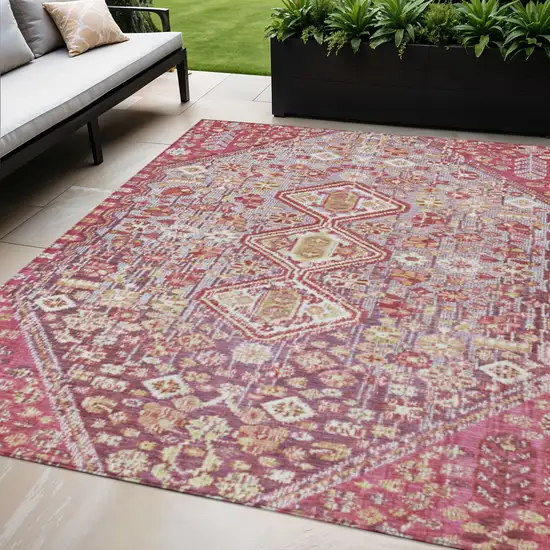 Brown And Wheat Aztec Washable Indoor Outdoor Area Rug Photo 2
