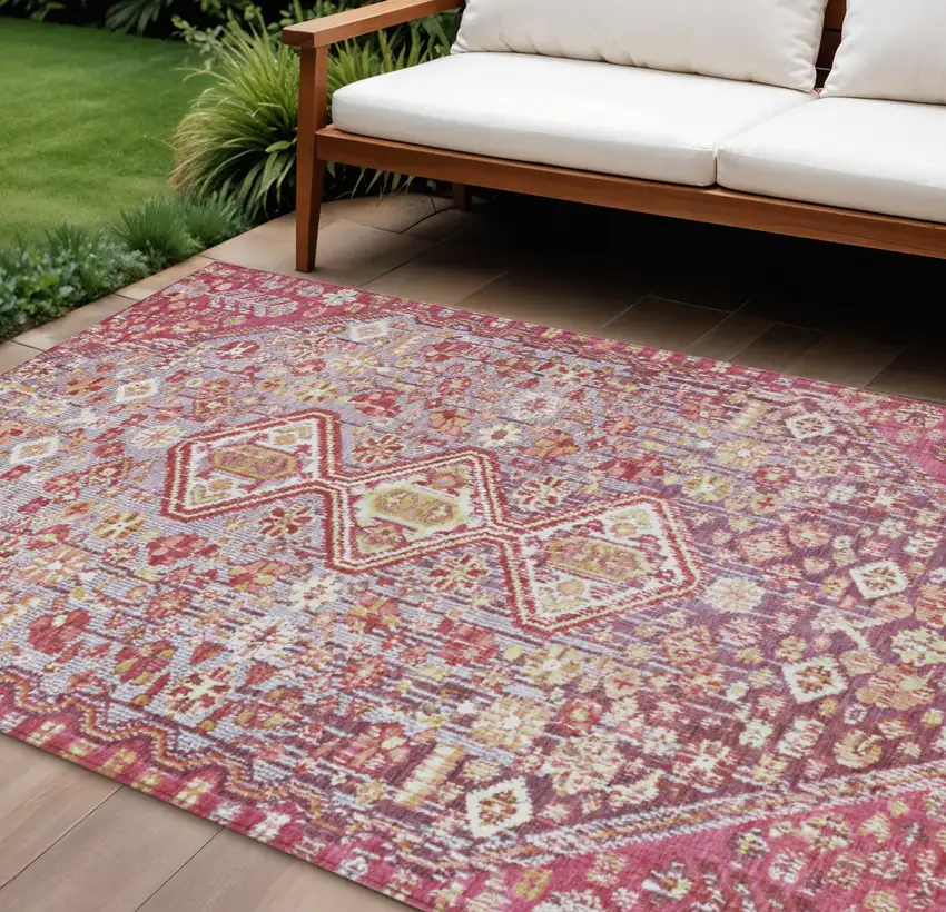 Brown And Wheat Aztec Washable Indoor Outdoor Area Rug Photo 2