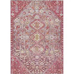 Photo of Brown And Wheat Aztec Washable Indoor Outdoor Area Rug