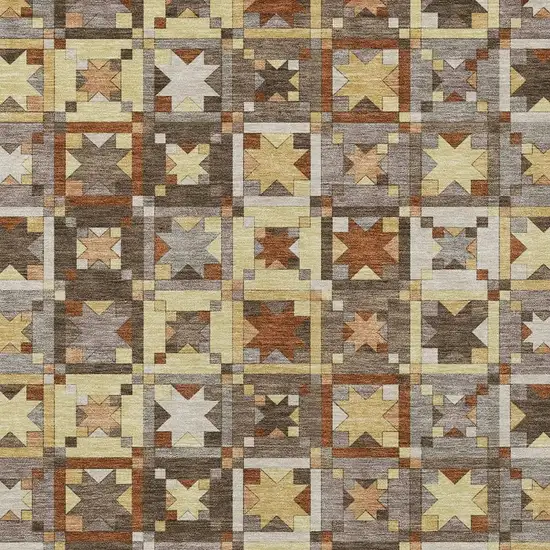 Brown And Wheat Patchwork Washable Indoor Outdoor Area Rug Photo 3
