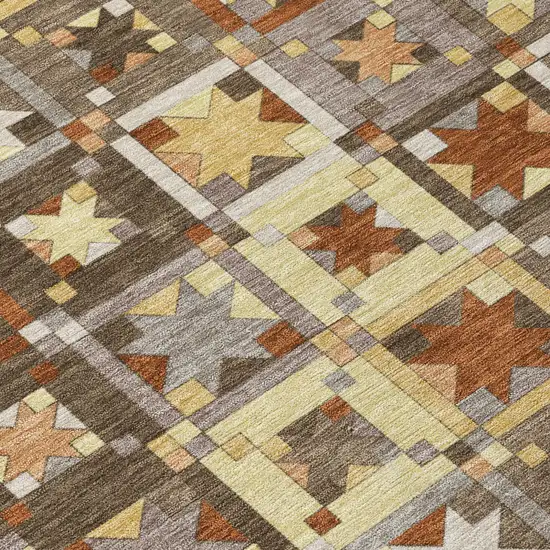 Brown And Wheat Patchwork Washable Indoor Outdoor Area Rug Photo 6