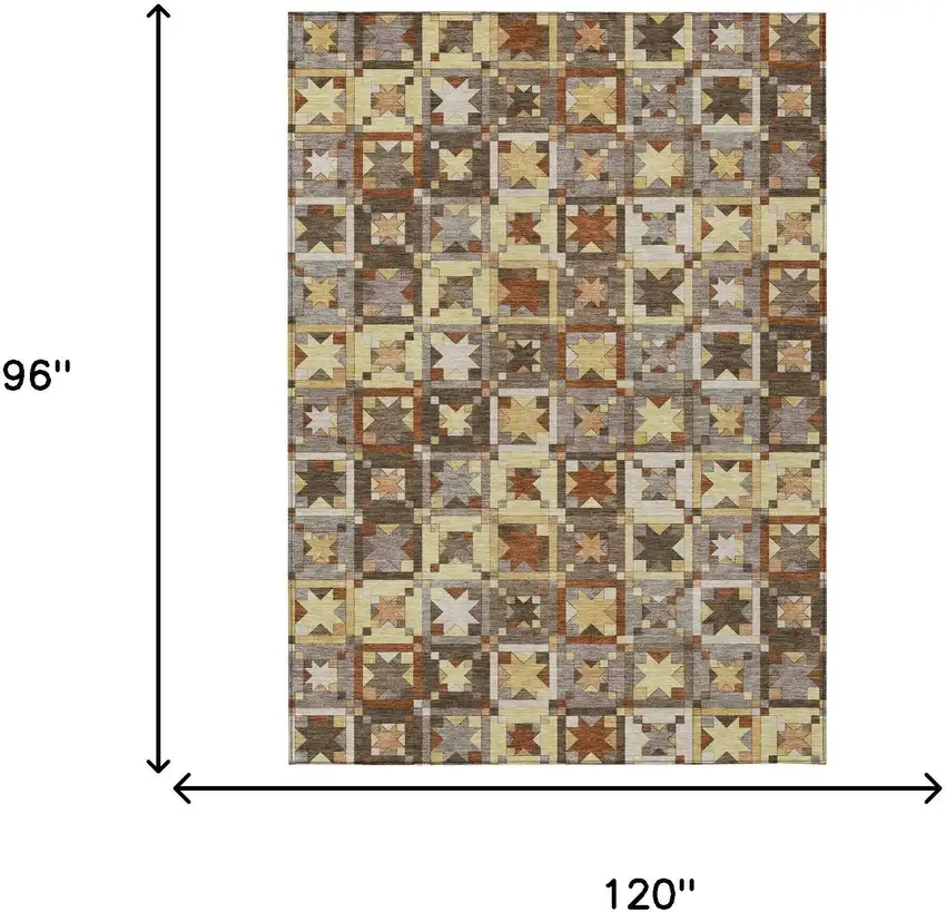 Brown And Wheat Patchwork Washable Indoor Outdoor Area Rug Photo 7