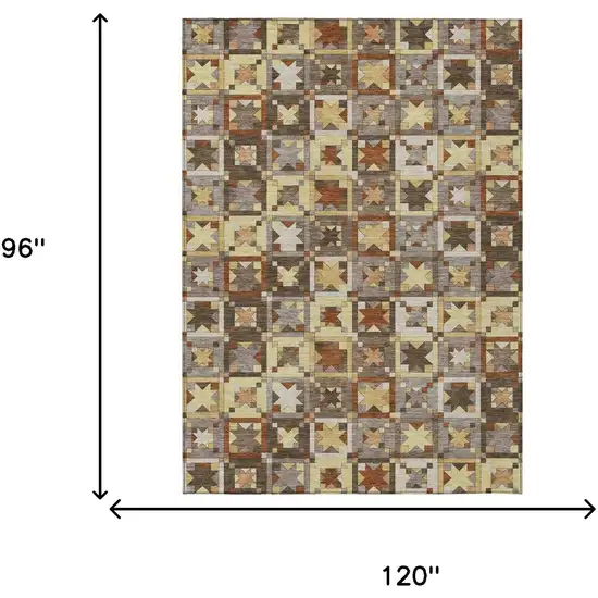 Brown And Wheat Patchwork Washable Indoor Outdoor Area Rug Photo 7