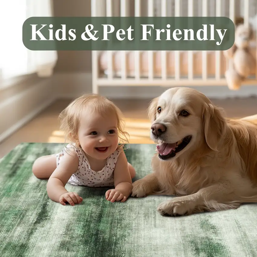 Brown And White Abstract Washable Area Rug Photo 6