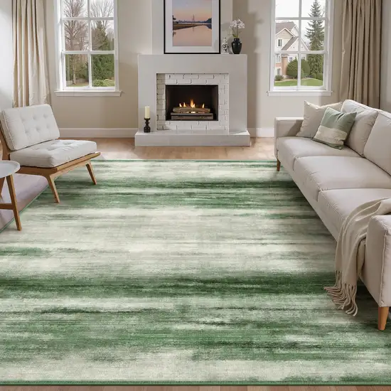 Brown And White Abstract Washable Area Rug Photo 4