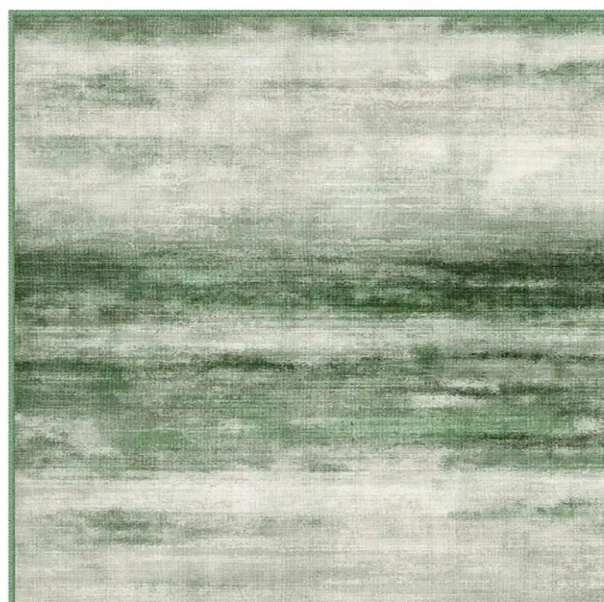 Brown And White Abstract Washable Area Rug Photo 2