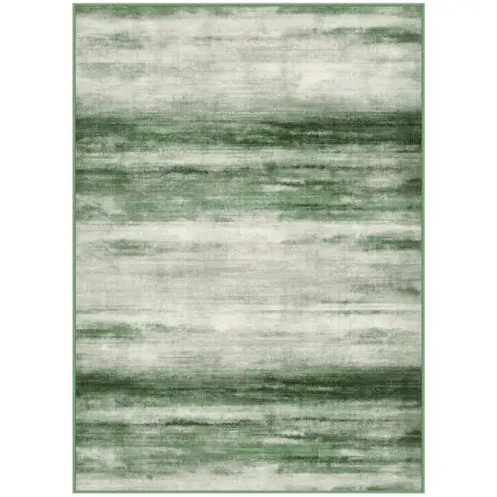 Green And Ivory Abstract Washable Area Rug Photo 2