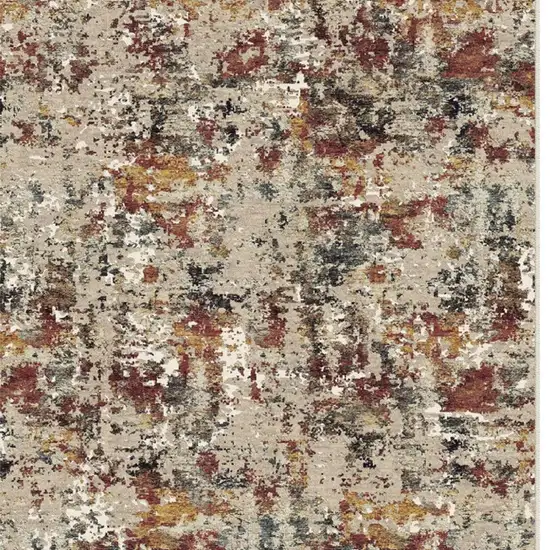Brown And White Abstract Washable Area Rug Photo 3