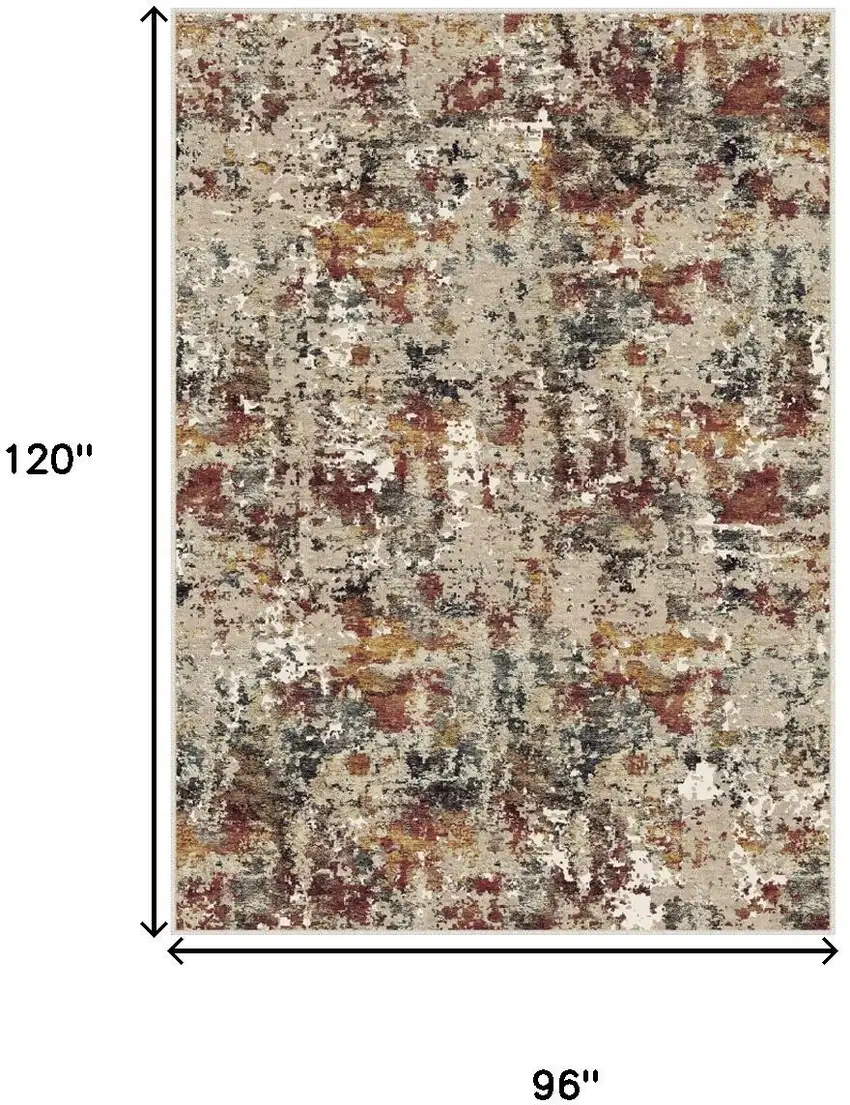 Brown And White Abstract Washable Area Rug Photo 9
