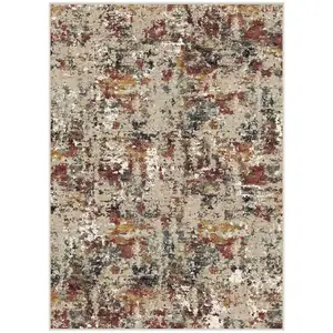 Photo of Brown And White Abstract Washable Area Rug