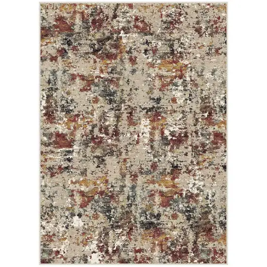 Brown And White Abstract Washable Area Rug Photo 3