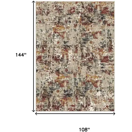 Beige Red And Ivory Abstract Washable Area Rug Photo 3