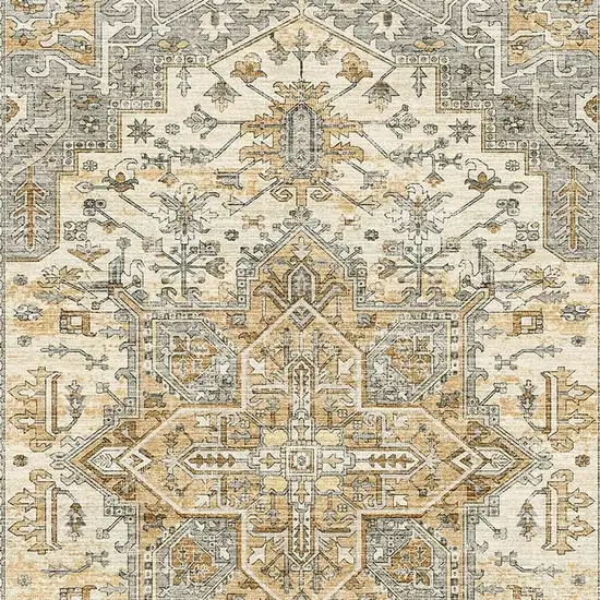 Ivory And Brown Oriental Washable Area Rug Photo 5