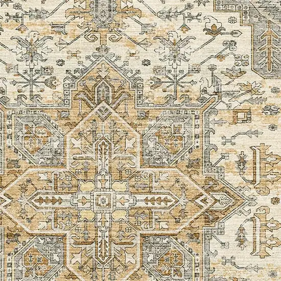 Ivory And Brown Oriental Washable Area Rug Photo 4
