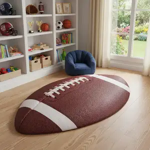 Photo of Brown And White Football Youthful Area Rug