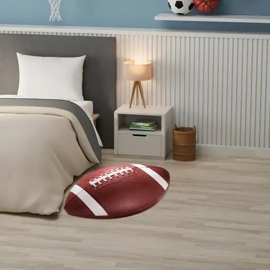 Brown And White Football Youthful Washable Area Rug Photo 4