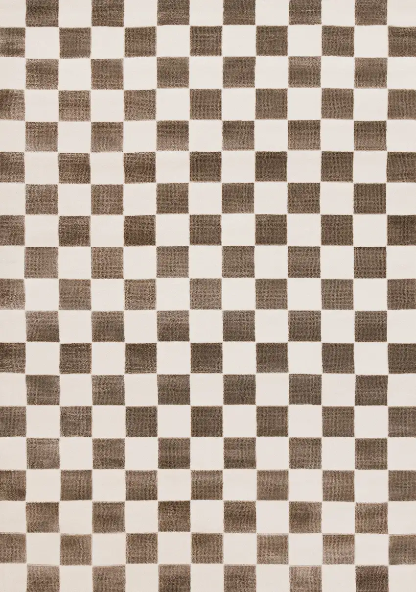 Brown And White Geometric Area Rug Photo 2