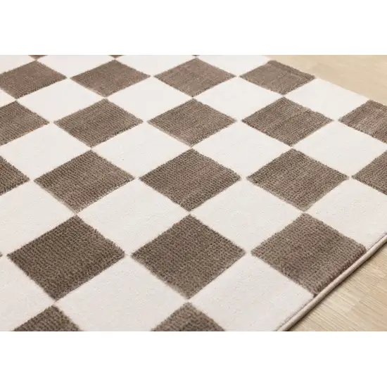 Brown And White Geometric Area Rug Photo 7