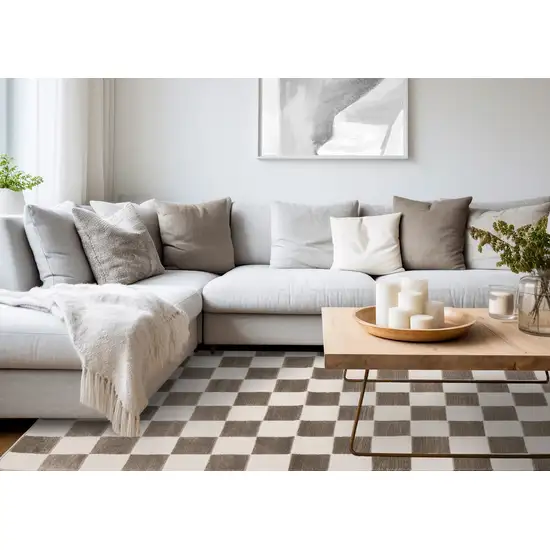 Brown And White Geometric Area Rug Photo 5