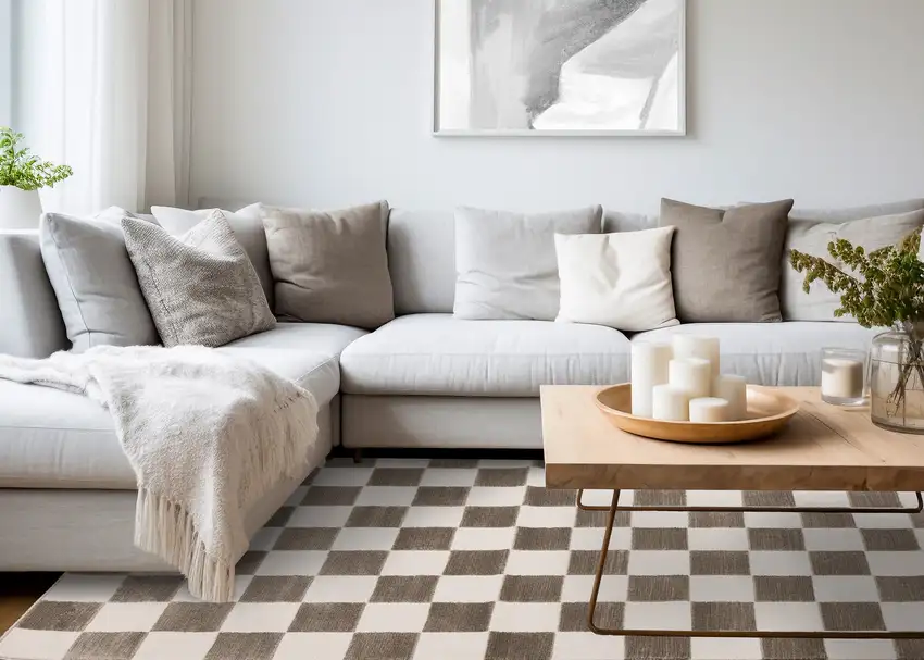 Brown And White Geometric Area Rug Photo 5