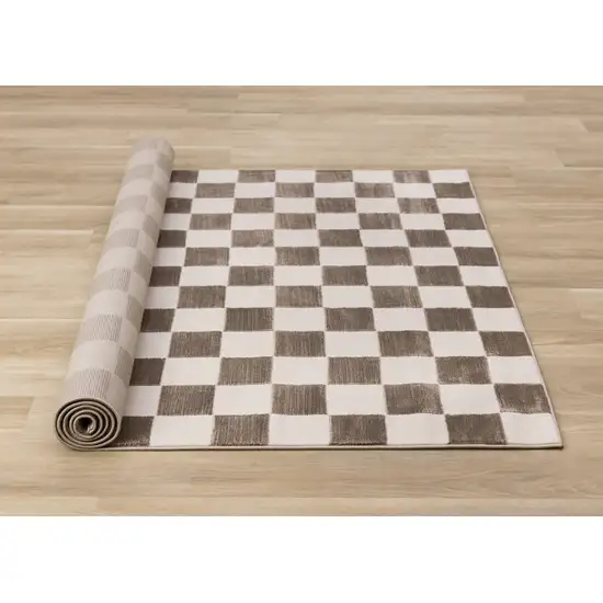 Brown And White Geometric Area Rug Photo 8