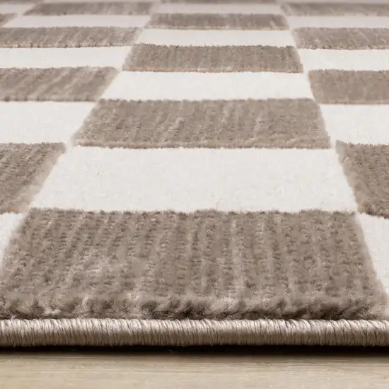 Brown And White Geometric Area Rug Photo 9