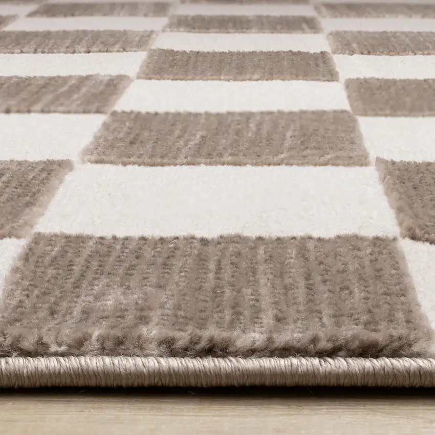Brown And White Geometric Area Rug Photo 9