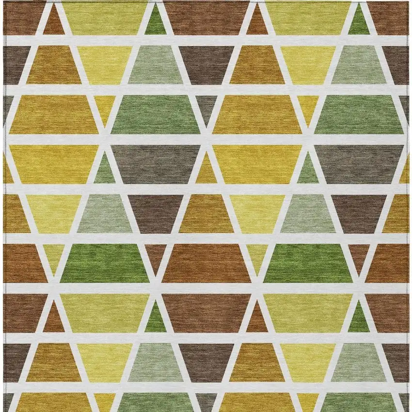 Brown And White Geometric Washable Indoor Outdoor Area Rug Photo 3