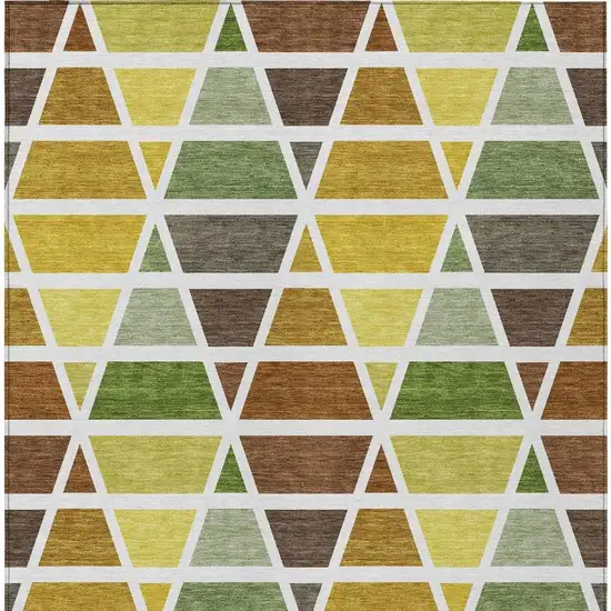 Brown And White Geometric Washable Indoor Outdoor Area Rug Photo 3