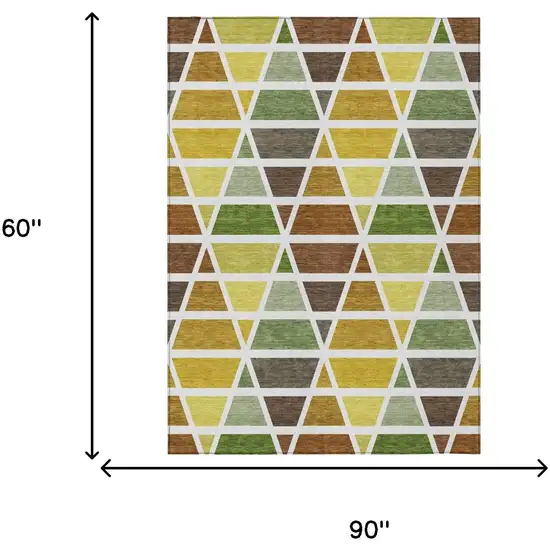 Brown And White Geometric Washable Indoor Outdoor Area Rug Photo 7