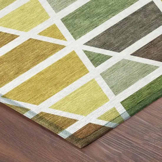 Brown And White Geometric Washable Indoor Outdoor Area Rug Photo 5