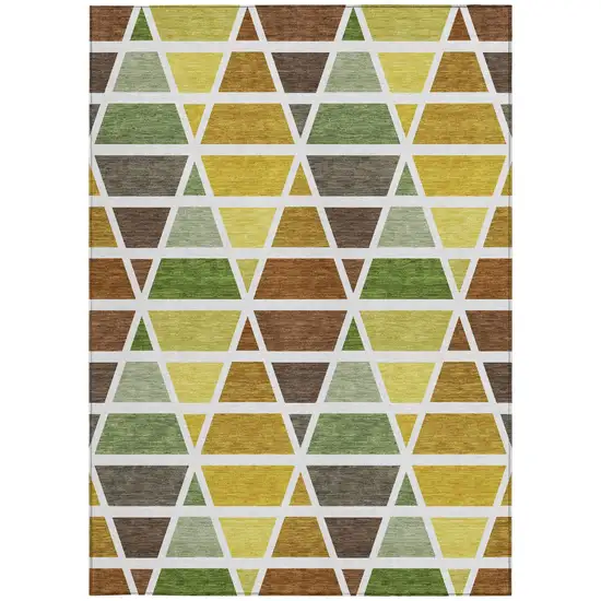 Brown And White Geometric Washable Indoor Outdoor Area Rug Photo 4