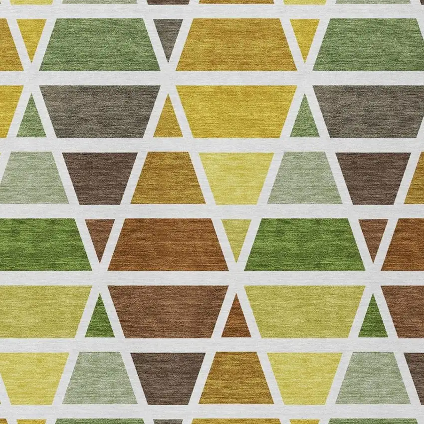 Brown And White Geometric Washable Indoor Outdoor Area Rug Photo 3
