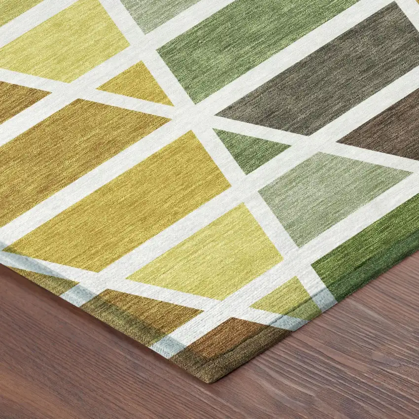 Brown And White Geometric Washable Indoor Outdoor Area Rug Photo 5