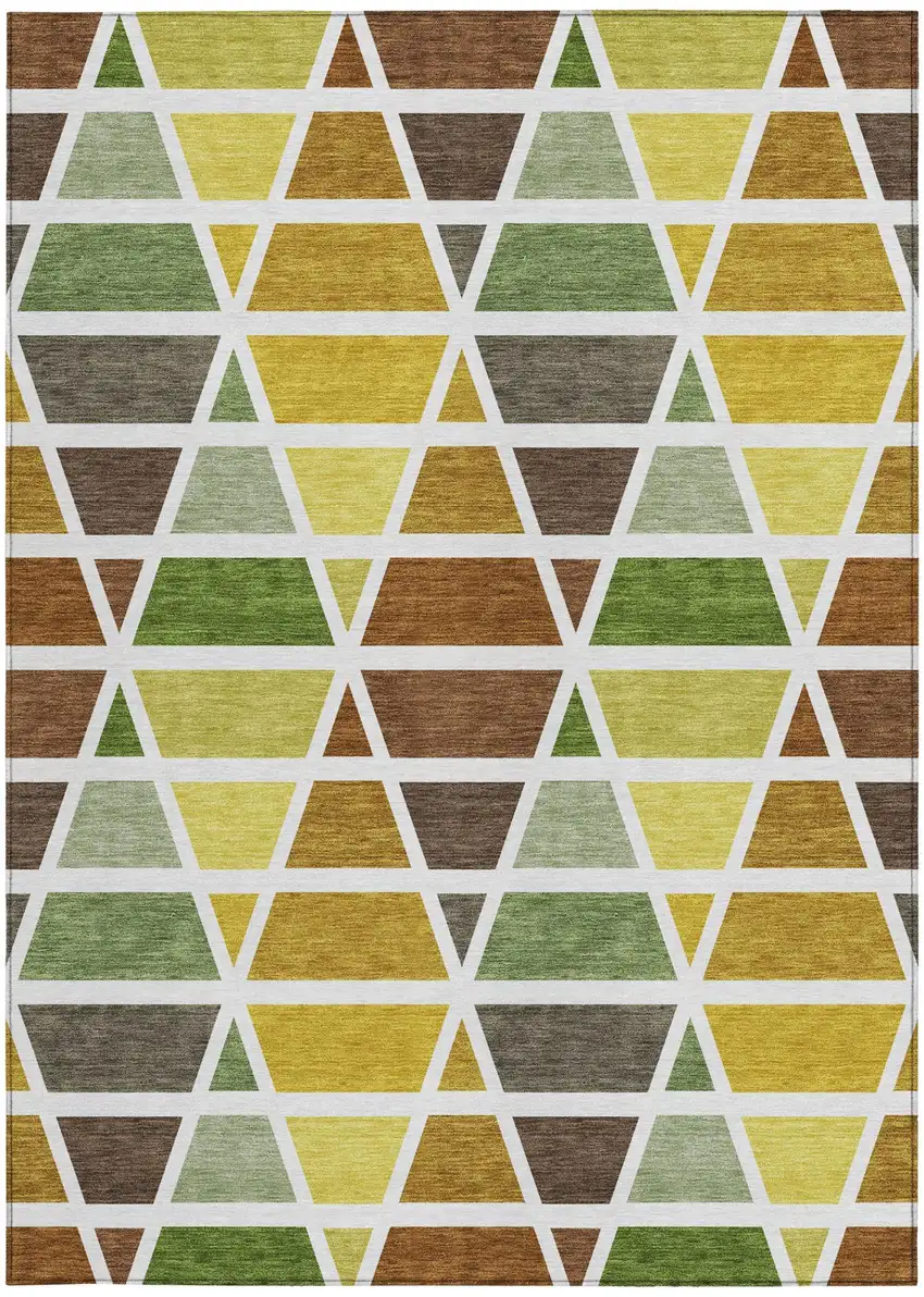 Brown And White Geometric Washable Indoor Outdoor Area Rug Photo 4
