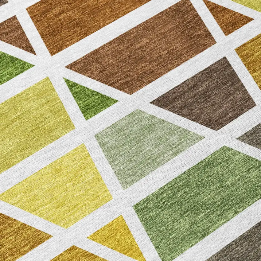 Brown And White Geometric Washable Indoor Outdoor Area Rug Photo 6