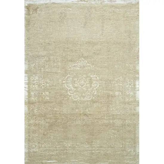 Brown And White Medallion Washable Area Rug With UV Protection Photo 3