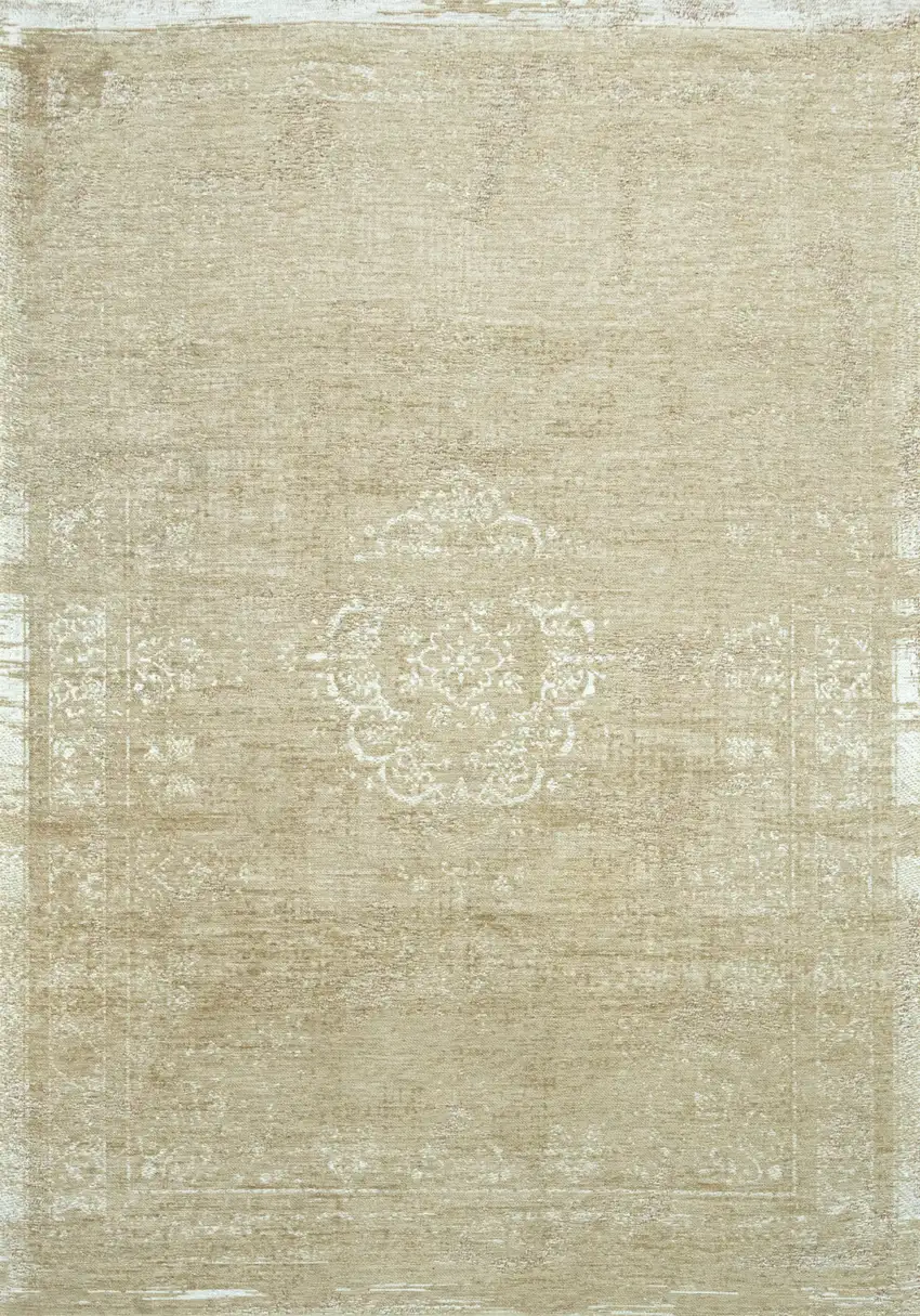 Brown And White Medallion Washable Area Rug With UV Protection Photo 3